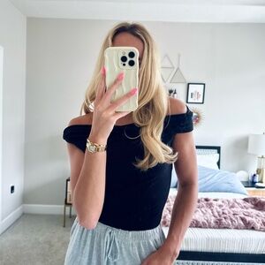 Reformation Black Off-Shoulder Top